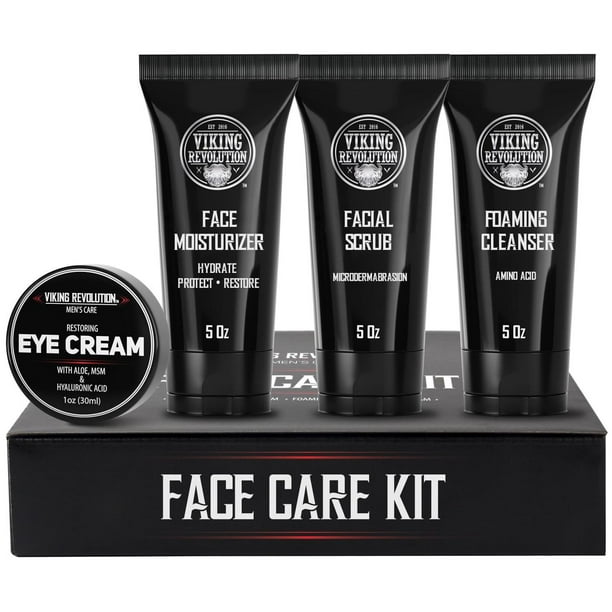 Kit de Cuidado Facial Viking Revolution Hombres Humectante Rejuvenecedor y Microdermoabrasión