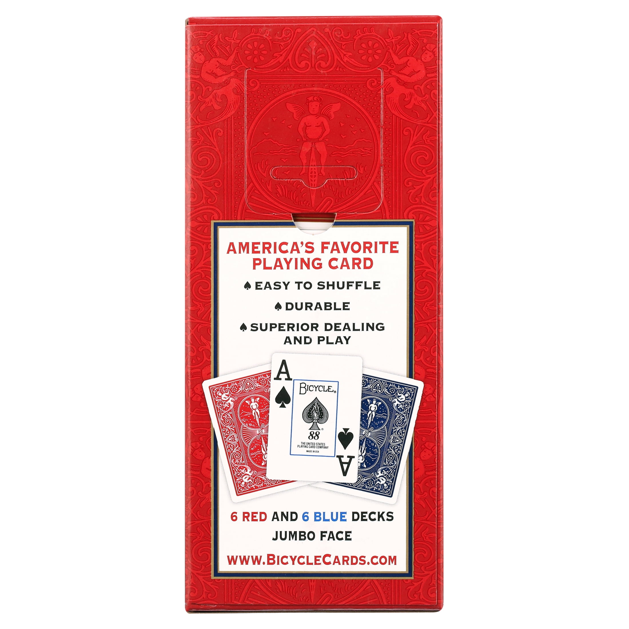 Bicycle Poker Jumbo Faces Playing Cards, Blue, Pack of 12 Bicycle Poker Jumbo Faces Playing Cards, Blue, Pack of 12
