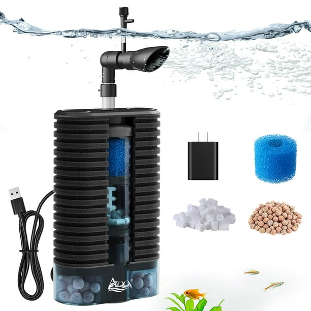 Filtro Esponja para Acuario AQQA Ultra Silencioso DC 5V para Acuarios de 250L