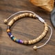 thumbnail image 1 of Nvzi Pulsera elástica vintage hecha a mano con cuentas de madera, pulsera de equilibrio de protección curativa - Estilo H, 1 of 5