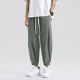 thumbnail image 2 of JTieacloth Mens Casual Linen Pants Men's Summer Fashion Solid Color Casual Pants Cropped Leg Pants Men's Clothing Gray, 2 of 6
