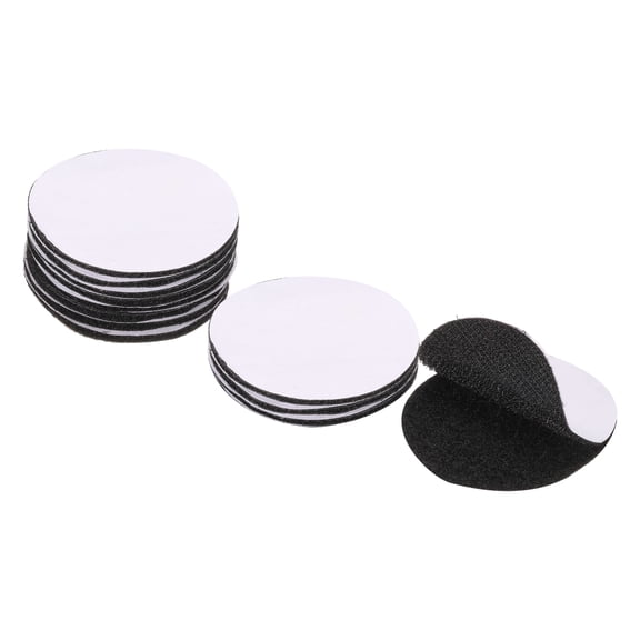 Uxcell 12set Hook and Loop Strips with Adhesive 2.4" Round Double Sided Hook and Loop Tape Nylon Self Sticky Fastener, Black