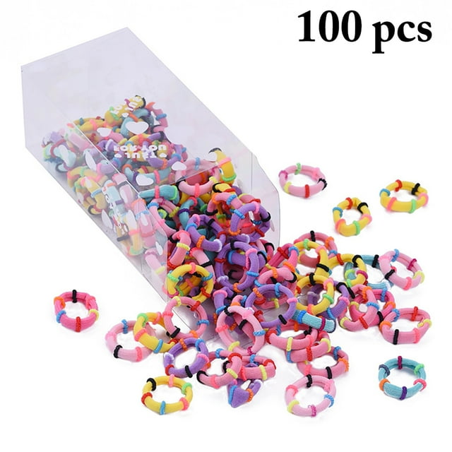 100 Pcs Élastiques à Cheveux Bandes Sans Couture Supports de Queue de Cheval Accessoires de Coiffure pour Enfants Enfant