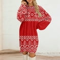 thumbnail image 5 of Women's Round Neck Casual Long Sleeve Plush Christmas Print Dresses for Cozy Holiday Fashion and Everyday Comfort,Red,3XL, 5 of 5