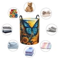 thumbnail image 4 of Balery Colorful Cloud Butterfly Sunflower Cesta de ropa redonda con asas, impermeable, independiente, para ropa, juguetes, dormitorio y familia-Medium, 4 of 6