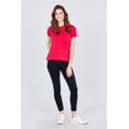 thumbnail image 2 of Saronite Basics Cotton Jersey Short Sleeve Polo Shirt Top, Hot Pink (Women's), 2 of 3