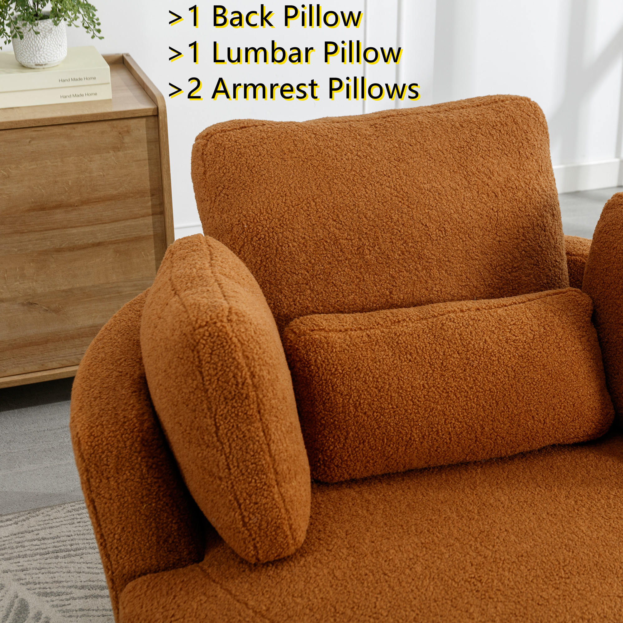 Aukfa 42" Oversized Swivel Accent Chair Barrel Read Chair for Bedroom Living Room, Caramel