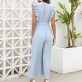 thumbnail image 3 of Women's Summer Casual V Neck Ruffled High Belt Belt Accordion Pleated Trouser Legs Solid Color Sleeveless Jumpsuit Romper for Women Elegant Women's Jumpsuit Ladies Jumpsuits Dressy Women Romper Sweat, 3 of 8