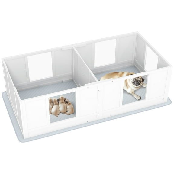 NNYYS Whelping Box for Dogs with Waterproof Whelping Pad, Dog Whelping Pen with Clear Panels, Adjustable Entrance, Non-Slip Foot Pads, for Small Dogs,64.6" x 31.5" x 18.9"