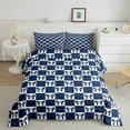thumbnail image 2 of Erosebridal Navy Plaid Bedding Queen Comforter Set, Cartoon Bow Tie Bedding Queen Comforter Set, Geometric Checkered Bedroom Decor, Reversible 3 Pieces, 2 of 8
