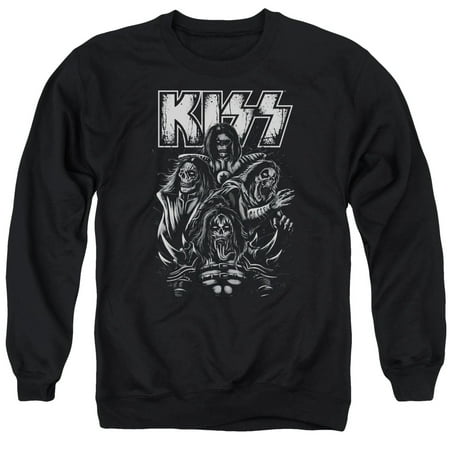 Kiss Hard Rock Metal Band Skeletons Adult Crewneck Sweatshirt