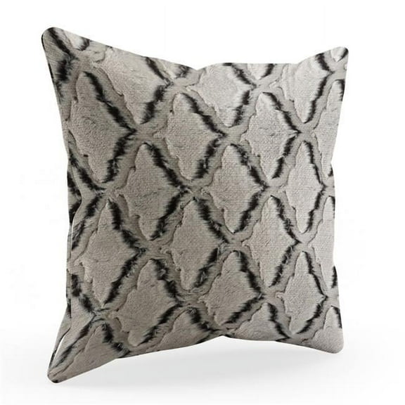 26 x 26 in. Diamond Animal Faux Fur Luxury Throw Pillow, Brown & Beige