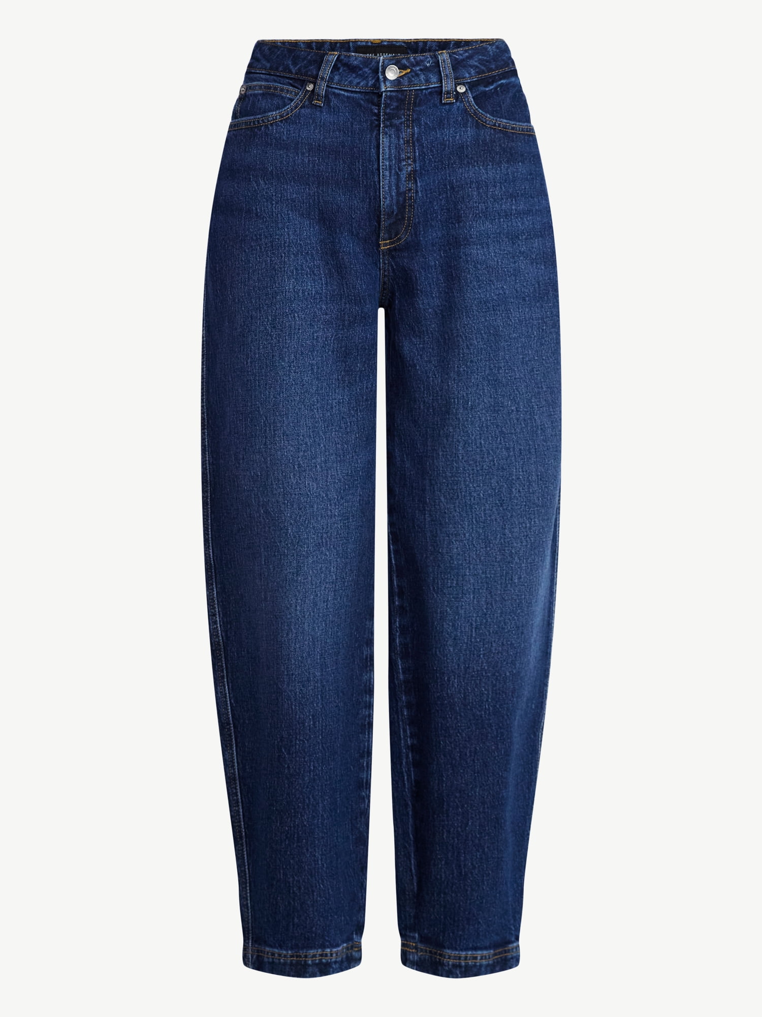 Free Assembly Women's Mid Rise Wide Hem Barrel Jeans, 28" Inseam, Sizes 0-20