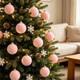 thumbnail image 3 of BUDAO00 6 Pack Flocked Christmas Ball Ornaments, Light Pink, 2.36 Inch Solid Color Velvet-Style Plastic Baubles with Hanging Caps for Christmas Tree, Wreath, Garland and Holiday Home Decor, 3 of 7