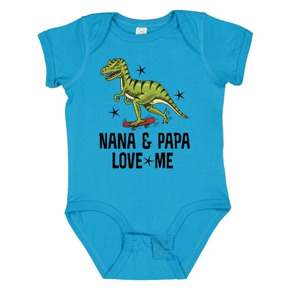 Inktastic Nana and Papa Love Me Dinosaur Grandson Boys Baby Bodysuit
