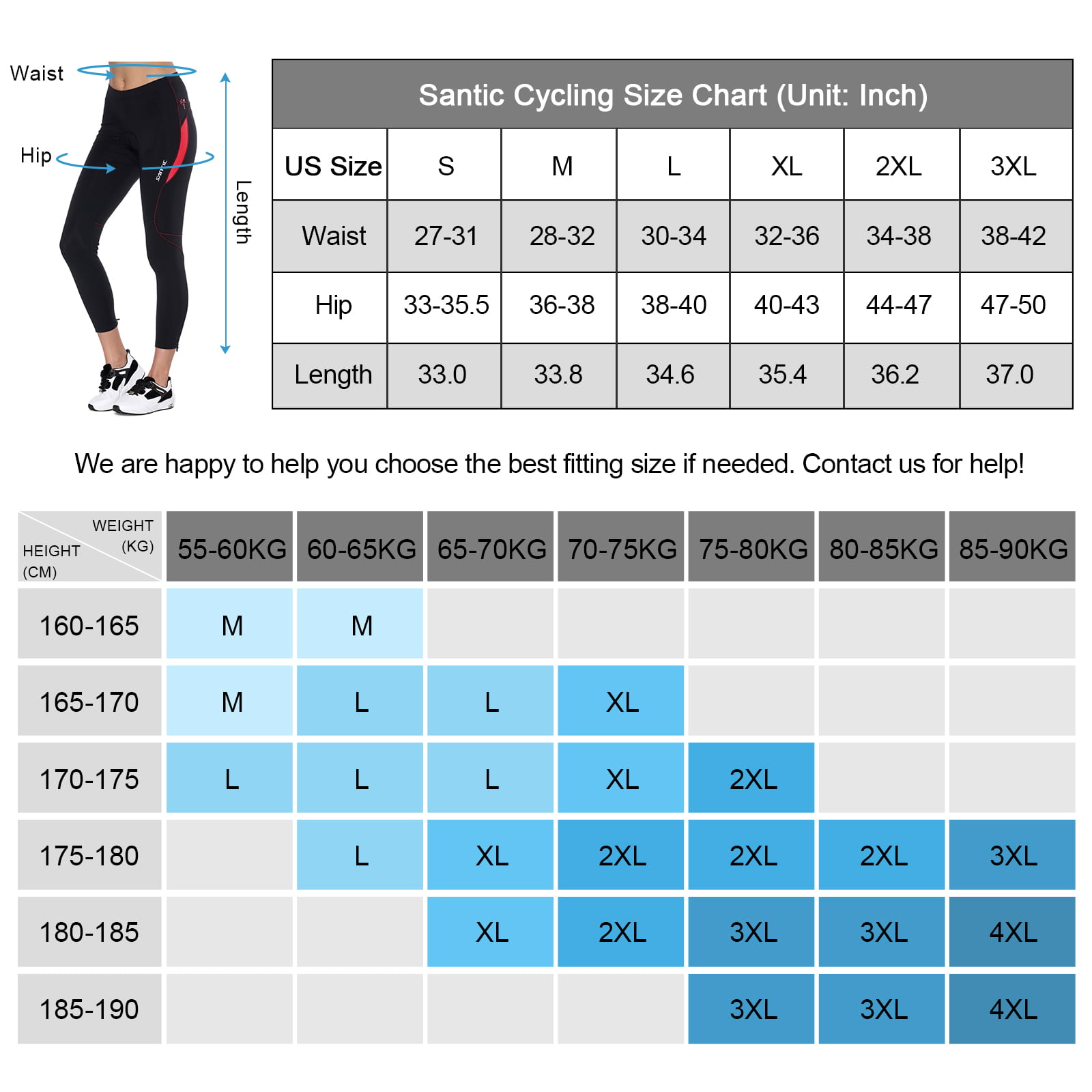 Santic Women's Bike Pants Cycling Tights 4D Padded Bicycle Long Trousers Breathable & Quick Dry 