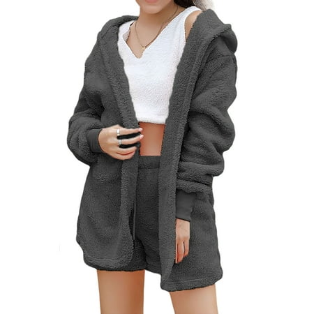 

LilyLLL Womens Comfy Fleece Pajamas Winter Thermal Home Loungewear 3pcs Flannel Sleepwear Pjs