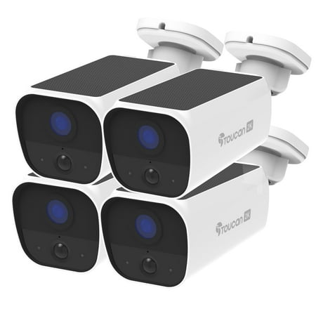Toucan Solar Wireless Security Camera S5 4-pack 2K Resolution Continuous Power No Subscription Require