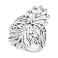 thumbnail image 1 of 925 Sterling Silver Oxidized Platinum Plated Intricate Curly Hearts Women Ring, 1 of 2
