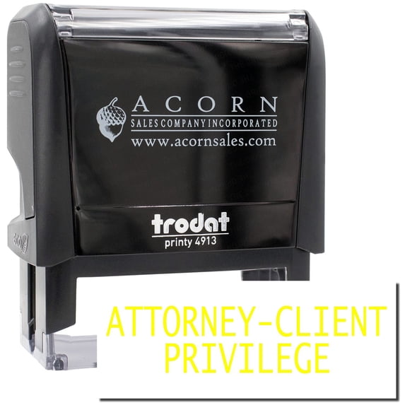 Large Self-Inking Attorney Client Privilege Stamp, Trodat Printy 4913, Press and Print Stamping, Impression Size 7/8" x 2-1/4", Up to 10,000 Impressions - Yellow Ink