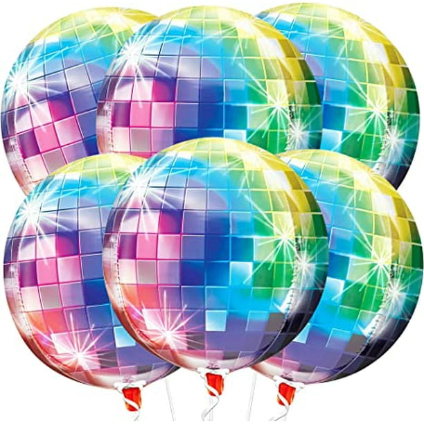 Globos de bola grandes de 22 pulgadas, paquete de 6, globos de discoteca 4D multicolores para decoraciones de fiesta de los 80 para adultos, decoraciones de fiesta disco de los 70, decoraciones de fi JAMW Sencillez