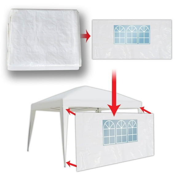 Sunrise 13'x6.4' Sidwall for Wedding Party Tent, Outdoor Pop Up Canop Gazebo, with windows, 1 PCS, white