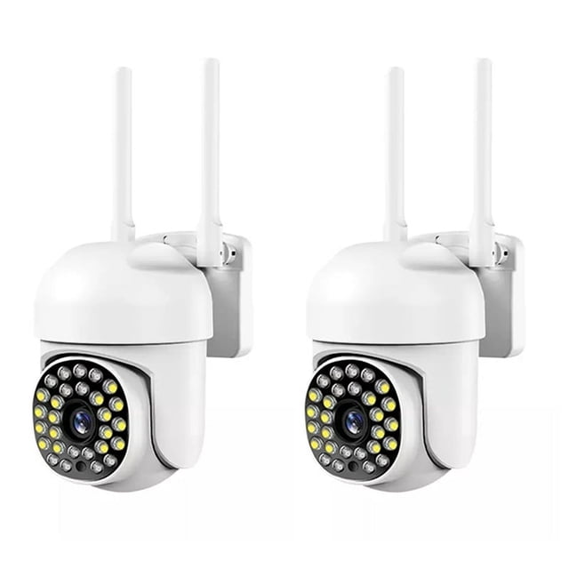 Cámara de seguridad con 2 focos, visión nocturna a color, cámara de vigilancia con cable, cámaras inteligentes con conexión WiFi para el hogar.