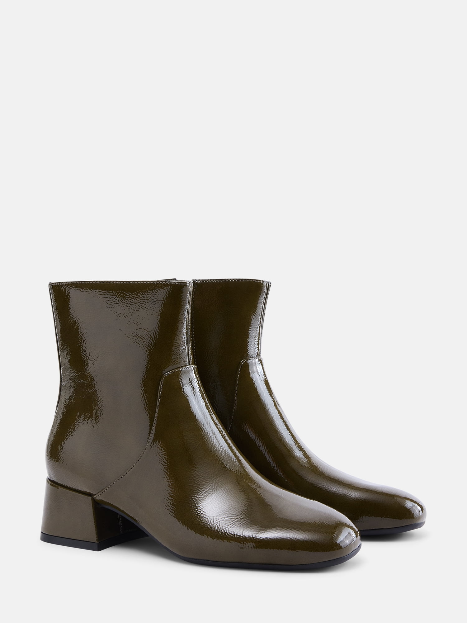 Scenario Women's Faux Leather Ankle Booties with Block Heel