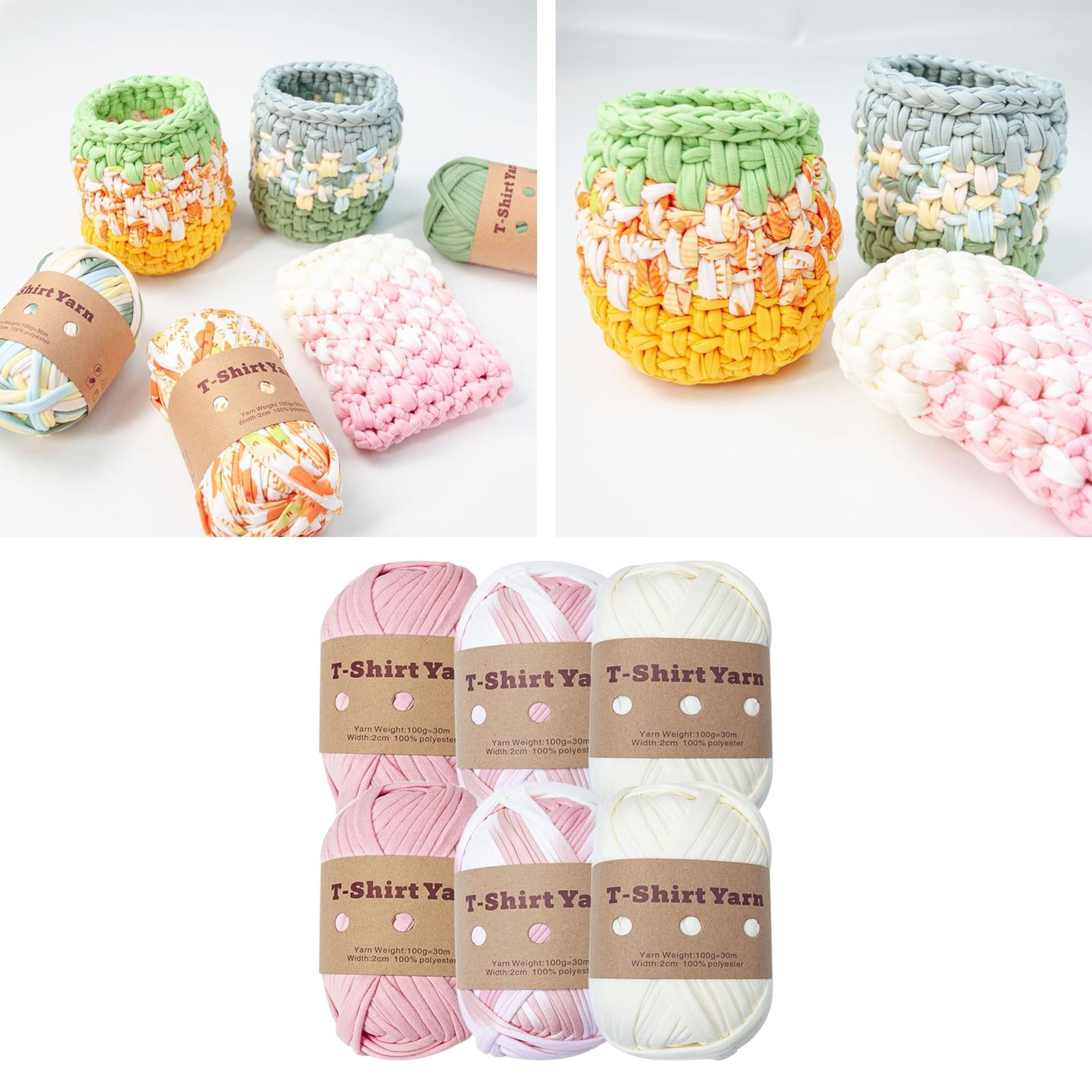 6x Knitting Yarn Spaghetti Yarn Carpet Yarn T-shirt Yarn for Rug Making Macrame Crochet , Set A
