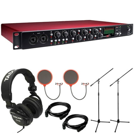 Focusrite OctoPre Scarlett 8-Channel Mic Pre Expansion with 8 ADAT Inputs/8 Analog Outputs + 2x Tripod Mic Stand w/ Boom Arm + Tascam Closed-Back Pro Headphones + 2x Universal Pop Filter + More