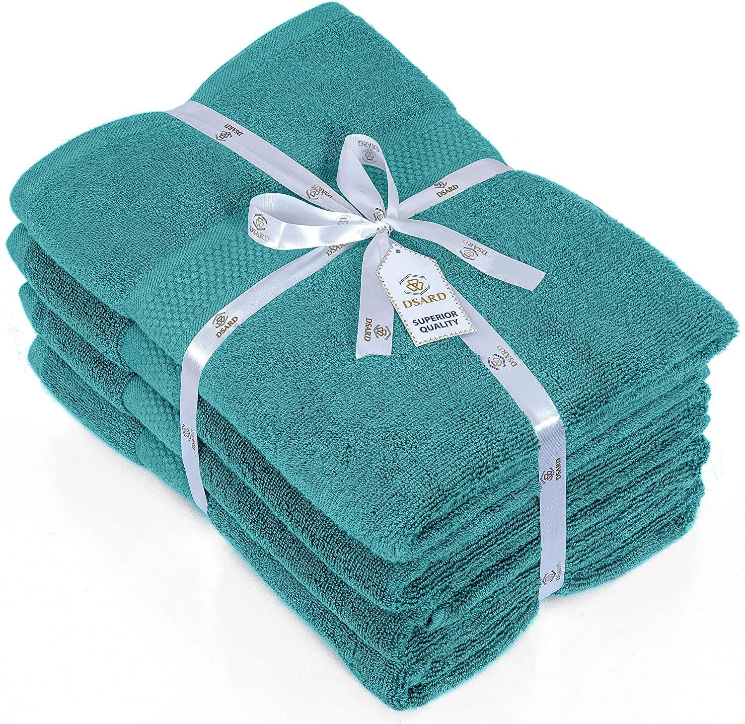 8-Piece Bath Towel Set, 100% Cotton & 600 GSM Bathroom Towels, 2 Bath Towels,  2 Hand Towels & 4 Wash Cloths, High Quality Plush Spa Towels by DSARD -  Aqua 