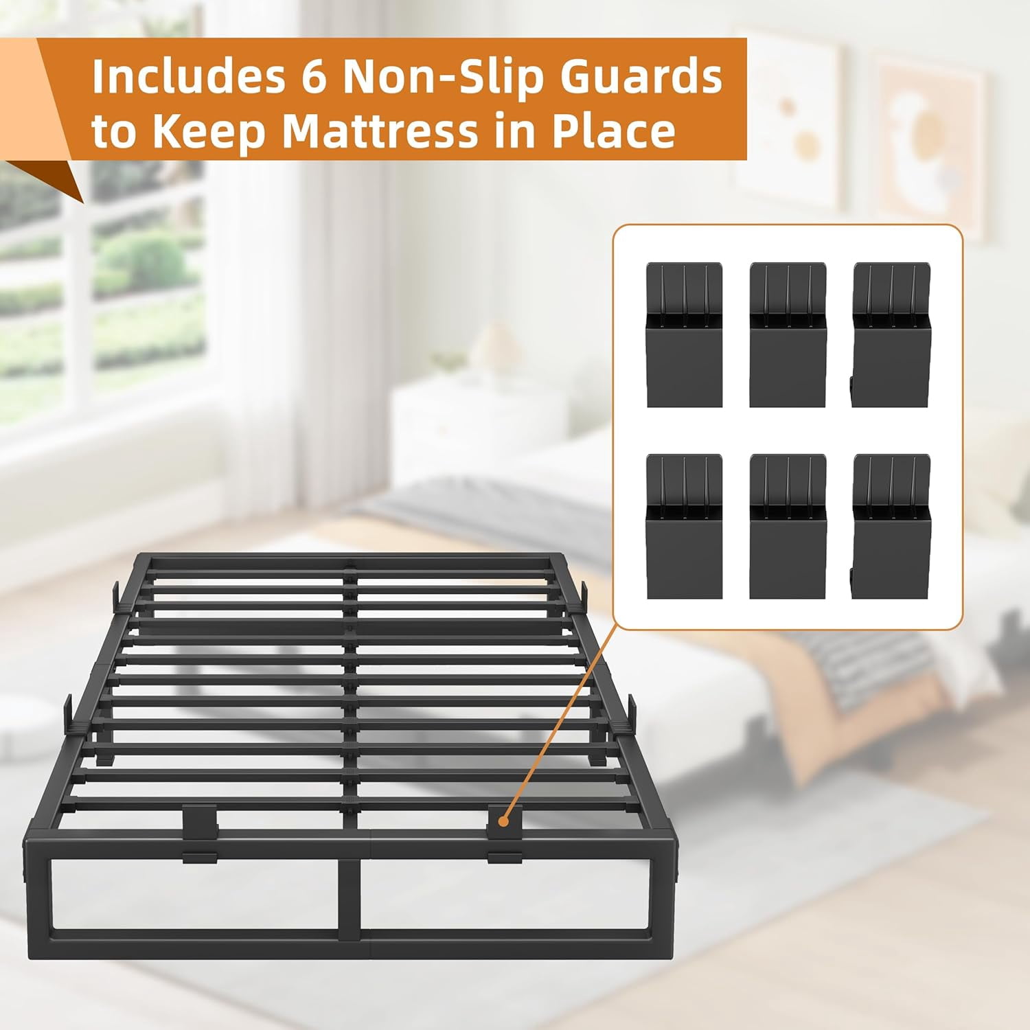 12-Inch Queen Size Metal Platform Bed Frame with Squeak-Free U-Slot Design, 3500 lbs Capacity, Under Bed Storage, Black