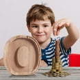 thumbnail image 3 of SDNall Personalized Wooden Name Money Box Wooden Deposit Box Twenty Six English Letters, 3 of 9