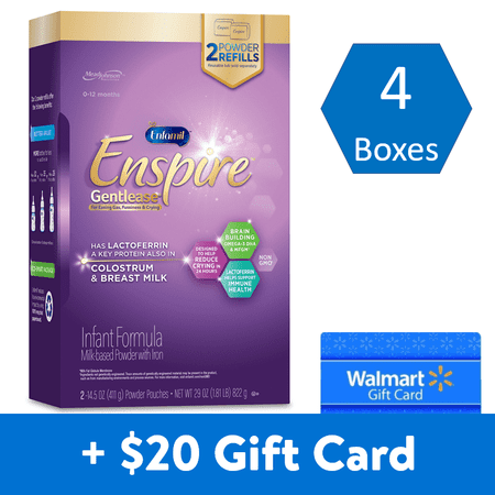 [$20 Savings] Enfamil Enspire Gentlease Infant Formula Powder, 29 oz Refill Box (4 Pack) with Free $20 eGift card