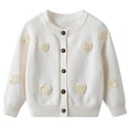 thumbnail image 2 of LYHao Girls Knit Cardigan Sweater Handmade Heart Design Casual Spring Fall Winter Top Outerwear For Toddler Kids Soft Comfortable For 1 12 Year Old Girls Sizes 3-4 Years(Beige), 2 of 6