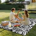 thumbnail image 4 of Polynesia Texture Outdoor Rug for Patio/Deck/Porch, Non-Slip Large Area Rug 6 x 9 Ft, Retro Floral Tribe Abstract Art Black Indoor Outdoor Rugs Washable Area Rugs, Camping Rug Carpet Runner, 4 of 8