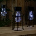 thumbnail image 2 of Northlight 9.5" Black Outdoor Geometric Hanging Solar Lantern with Handle Outdoor Decor, 2 of 5