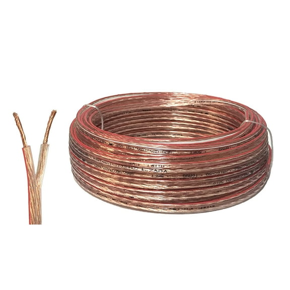 VOYZ 14AWG Speaker Wire Cable with Flex Oxygen Free Clear PVC Sheathing – Ideal for Home Theater Speakers and Car Speakers Installation – (50 Feet)