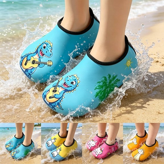 FUZHIQ Toddler Kids Summer Water Shoes Boys Girls Non- Barefoot Aqua Socks Quick Dry for Beach Pool Lake River Outdoor Activities,9-10 Years