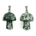 thumbnail image 2 of 1pc Green Spot Jasper Pendants with Stainless Steel Snap On Bails Mushroom Shaped 24~25x16mm Hole: 5x3mm, 2 of 3