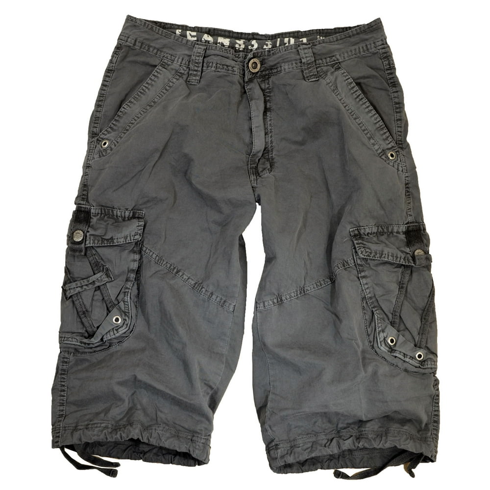 Stone Touch Jeans - Mens Military Grey Cargo Shorts 15 inches inseam # ...