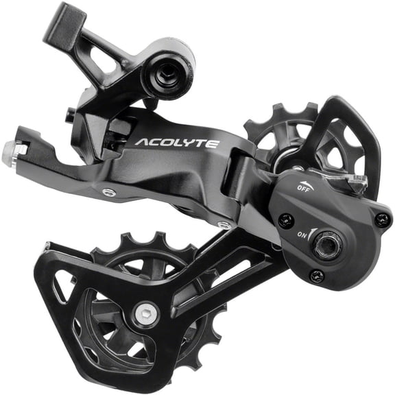 microSHIFT Acolyte RD-M5185M-B SpringLock Rear Derailleur - 8 Speed, Medium Cage, Black, SpringLock Chain Retention