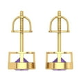 thumbnail image 4 of 14K Solid Gold Screw Back Stud Earrings for Women | 1 cttw Round Cut Natural Amethyst | Yellow Gold, 4 of 5