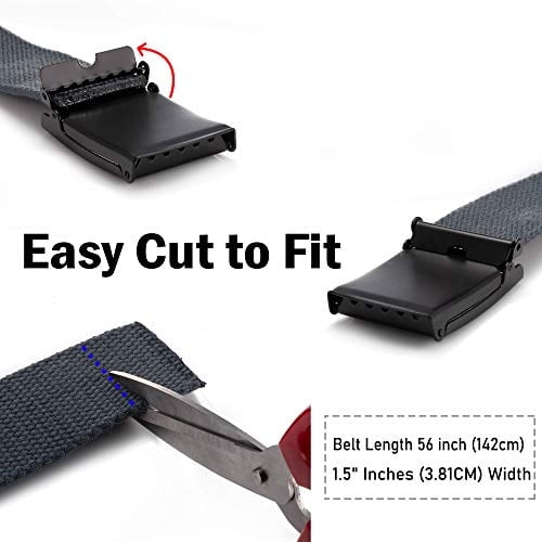 Cut To Fit Canvas Web Belt Size Up to 52" with Flip-Top Solid Black Military Buckle (Black) Mile High Life Mile High Life