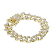 Charles Raymond Blinged Out Gold Round Luxury Mens Hip Hop Watch w/Iced Out ZZ Design Bracelet -(L0504RNB ZZ Gold Gold)