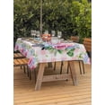 thumbnail image 3 of Outdoor Tablecloth with Umbrella Hole for Patio/Picnic/Party/Camping, Spring Waterproof Table Cloth Rectangle Table Cover Washable, Truck Botanical Rose Leaves Butterfly Pink Lattice (60"x 84"), 3 of 8