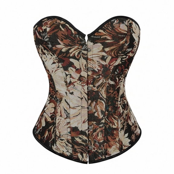 WRKEKC Womens Summer Tank Tops Floral Print Heart Shape Bustier Corset Top with Lace Up Back and Waist Cinching for Party Wear