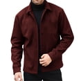 thumbnail image 2 of Mens Trucker Jacket Casual Long Sleeve Wool Jacket Button Down Peacoat Windbreaker Shirt Lapel Collar Fall Jackets, 2 of 9