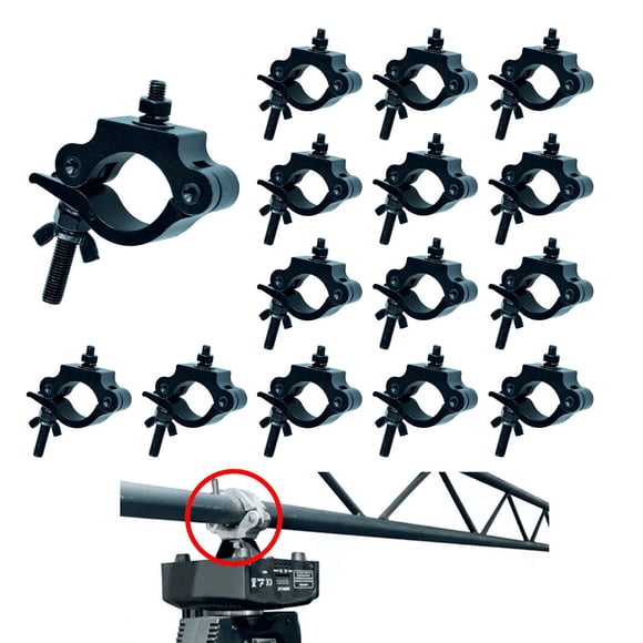 15 Gancho Abrazadera Reforzada de Aluminio Para Luz Escenario  Negro Tubo 1.5 a 2