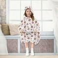 thumbnail image 6 of Wearable Blanket Hoodie for Kids Pink Bow and Brown Bear Flannel Hooded Blanket with Pockets and Sleeves Suitable for Boys and Girls, 6 of 7